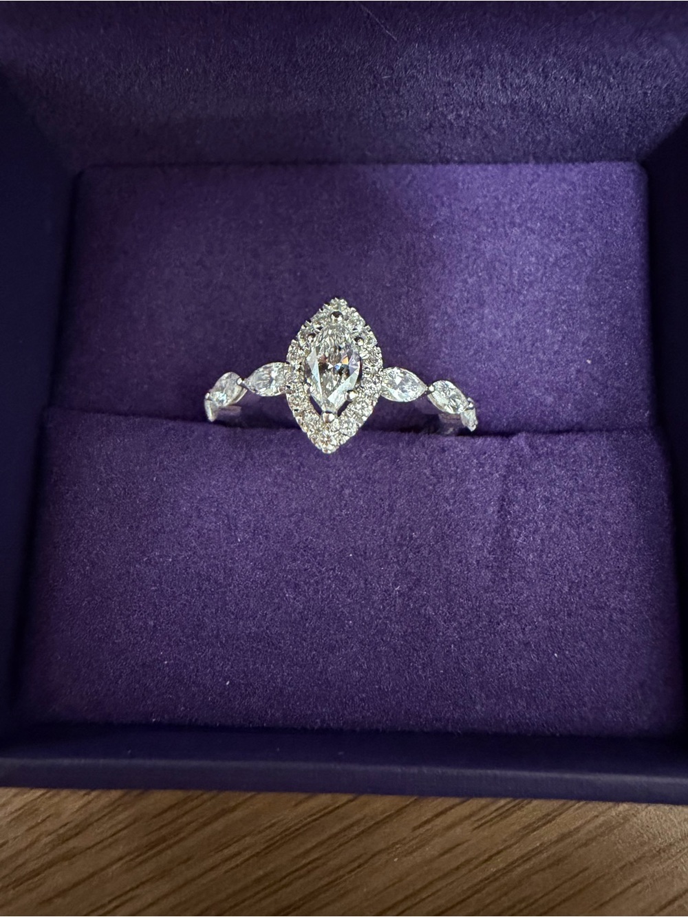 1 CT. T.W. Marquise and Round Diamond Frame Engagement Ring in 10K White Gold